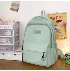 Mochila de grande capacidade para estudante, bolsa simples e versátil para menina, material poliéster unissex, decoração de boneca japonesa - loja online