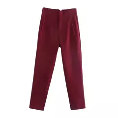 Imagem do TRAF-Calças de escritório de cintura alta femininas, calças formais de escritório, calças lápis, pretas, rosa, brancas para senhoras, moda