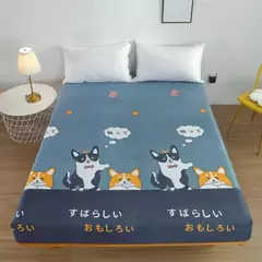 Kuup poliéster impermeável desenhos animados cabido folha, cama king size tampa, sem fronha, elástico, em torno do colchão, 360 ° - loja online