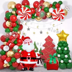 Decorações balões de natal guirlanda arco vermelho metálico ouro com homem de gengibre estrelas balão foil para decoração de festa de natal - comprar online