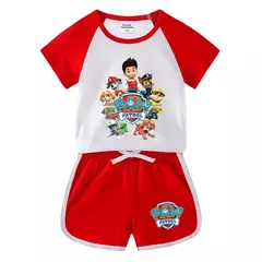 Imagem do Boys Paw Patrol T-shirt manga curta Top e Shorts Set, bebê meninos roupas, roupas dos desenhos animados, terno verão, novo conjunto infantil, 2022, 2pcs