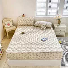 Capa de cama acolchoada estilo floral colcha colchão elástico protertor engrossar roupa de cama rsilençóis para casa (sem fronha) - comprar online