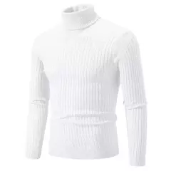 Suéter de gola alta masculino, pulôver monocromático, de malha, quente, casual, gola alta, suéter, lã, inverno, tops ao ar livre, novo - Wolf Magazine