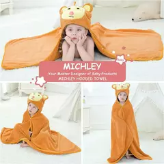 MICHLEY-toalhas de banho com capuz para criança, roupão macio, cobertor swaddle de sono quente, chuveiro para meninos e meninas, recém-nascido 0-9T - Wolf Magazine