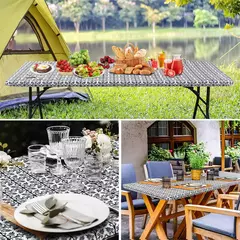 Olanly Retângulo Toalha De Mesa De Vinil, Elástica Cabido Toalha De Mesa, Capas De Plástico Impermeável, Dobre Mesas, Piquenique, Camping, Ao Ar Livre - loja online