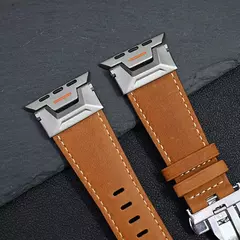 Pulseira de couro para Apple Watch, Ultra 2, 49mm, Pulseira Masculina, Bracelete para iWatch Series 9, 7, 8, 6, 5, 4, Se, 3, 45mm, 44 milímetros, 42 milímetros - loja online