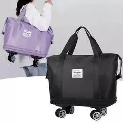 Saco de bagagem expansível com roda universal, grande capacidade, separação seca e úmida, armazenamento, viagens de negócios, mochila - comprar online