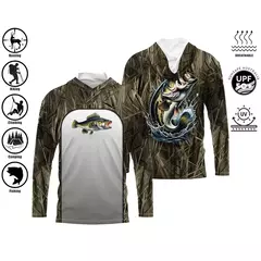 Camisa de pesca com capuz, camisa de pesca com capuz, proteção uv, padrão de moda ao ar livre, estampa de umidade, homem, vestuário de pesca - Wolf Magazine