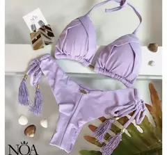 Imagem do Fato de banho triangular sexy para mulheres, biquínis brasileiros, maiô halter, maiô push up, corrente de metal, biquíni de praia, novo, 2023