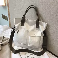 Bolsa de lona monocromática de grande capacidade para estudantes, feminina Shopper Bag, Totes transversais, bolsa de ombro casual, moda, 2024 na internet