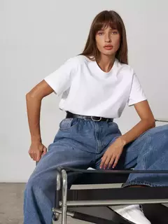 Bornladies-Camiseta solta de manga curta feminina, tops sólidos básicos, camisas de assentamento elegantes, 100% algodão, 230g/?, verão