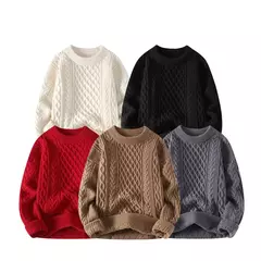 Camisola coreana masculina, pulôveres de malha quente, moletons casuais soltos, jumper de malha, roupas masculinas de streetwear, outono inverno