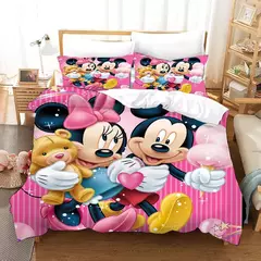 Disney Mickey Mouse Conjunto de cama para meninos, colcha única, capa de edredão, decoração do quarto infantil, queen e king size, quarto casal, 3 PCs