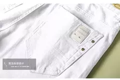 SHAN BAO-Jeans slim branco masculino, roupa confortável de algodão, elástico, casual, leve, de negócios, primavera, verão, 2022 na internet