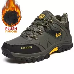 Botas de neve de couro impermeáveis masculinas, super quentes, ao ar livre, caminhadas, trabalho, sapatos de viagem, inverno, tamanho 39-47 - loja online