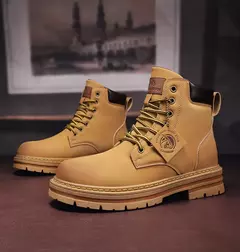Bota de tornozelo com renda masculina, sapato de motocicleta, cano alto, verde, bota masculina de caminhada, moda inverno, novo, quente na internet