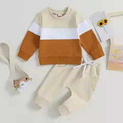Conjunto de moletom e calças elásticas recém-nascido, Conjuntos de calças bebê menino, Roupas de 2 peças, Itens do bebê, Outono - Wolf Magazine