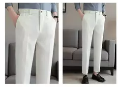 Calça de waffle masculina, calça de negócios masculina de casamento e social, vestido de baile e festa, preto e branco, nova moda, 2024 na internet