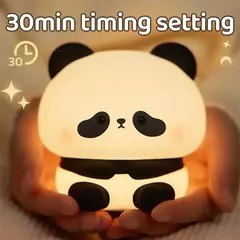 Panda led night light bonito silicone night light usb recarregável toque noite lâmpada quarto cronometragem decoração presente das crianças - comprar online