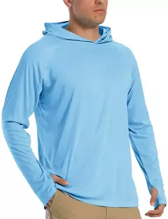 Imagem do TACVASEN-Homens à Prova de UV Hoodie Manga Longa, Proteção Solar Camisetas, Respirável, Leve, Secagem Rápida, Casual Camisetas Masculinas