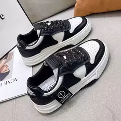 Tênis de fundo grosso feminino, tênis de tabuleiro, calçados esportivos, casual, combinando cores, cáqui, preto, branco, nova moda - comprar online