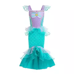 Meninas roxo-azul sereia ariel cosplay vestido de halloween vestido de festa de aniversário meninas praia vestido de férias - loja online