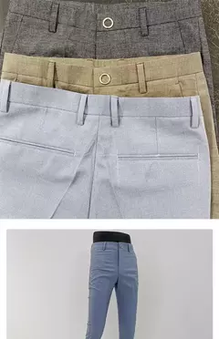 Imagem do Homens terno calças calças formais pantalone hombre estiramento fino cor sólida vestido casual calças de comprimento total moda novas roupas masculinas