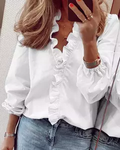 Camisa de manga comprida para mulheres, camisas europeias e americanas, novas, primavera e verão na internet