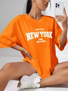 The New York é jovens camisetas de algodão para mulheres, Streetwear criatividade diária extragrande, roupas individuais casuais, quando 1984 na internet