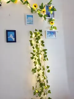 Green Leaf Ivy Vine com luzes LED String, Guirlanda para casa, Decoração do quarto, Wedding Glowing, Planta artificial, 2m - loja online