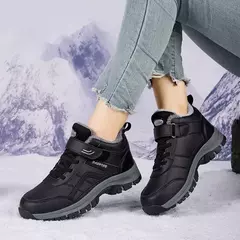 Imagem do Botas de couro ao ar livre para mulheres, sapatos quentes de veludo, tênis de montanha, rastreamento, trekking, luxuoso, outono, inverno