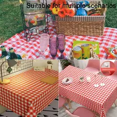 Toalha De Mesa Quadriculada Espessada Descartável, Vermelho, Festa De Casamento, Decoração De Casa - comprar online