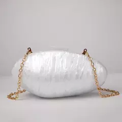 Imagem do Sacos de noite acrílicos pérola para mulheres, bolsa de luxo, mini carteira feminina, bolsa de ombro corrente concha, crossbody, festa de casamento