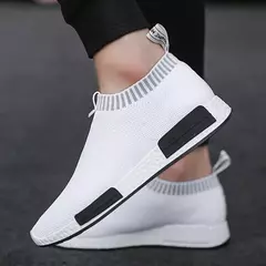 Imagem do Tênis de malha respirável masculino, tênis de corrida com meias super leves, sapatos de caminhada ao ar livre, tênis masculino, novo, 2024