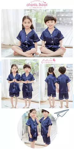 Conjunto de pijamas de cetim de seda infantil pijamas de bebê pijamas pijamas cor sólida, terno infantil, meninos, meninas, outono