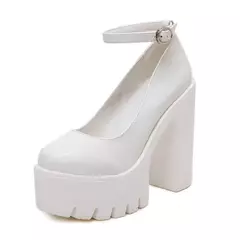 Sapatos Solados Grossos para Mulheres, Salto Alto, Fivela, Bombas de Plataforma, Sapatos De Noiva, Moda Europeia e Americana, Bombas Sexy, 14cm - Wolf Magazine