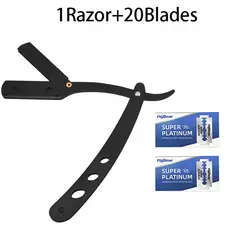 Lâmina de aço inoxidável dobrável para homens, navalha antiquada, raspador manual, raspador de rosto, barbeiro, corpo, faca de depilação facial, nova