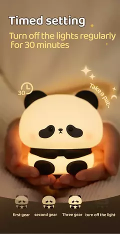 Panda led night light bonito silicone night light usb recarregável toque noite lâmpada quarto cronometragem decoração presente das crianças - loja online