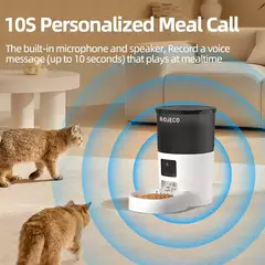 Rojoeco alimentador automático para gatos, com câmera de vídeo, dispensador de comida para gatos, gravador de voz inteligente para animais de estimação, controle remoto, alimentador automático para cães e gatos na internet