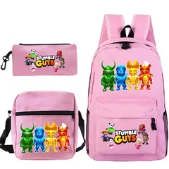 Mochila Stumble Guys para crianças, mochila portátil, mochilas escolares dos desenhos animados, mochila para meninos e meninas, mochilas casuais para crianças, 3pcs na internet