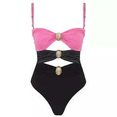 Hollowen-maiô de uma peça das mulheres com cobertura, swimwear sexy, fora do ombro trajes de banho, patchwork bathsuit, cinto bodysuit, Beachwear - comprar online