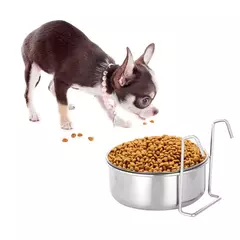Aço inoxidável pendurado Pet Cage Bowl, Crate Dog Bowl, Alimentador de comida e água, Coop Cup para Cat, Puppy, Birds, Rats 6 tamanhos - Wolf Magazine