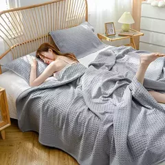 Colcha de Algodão Xadrez Waffle, Cobertor Macio, Sofá Cobertor, Respirável Japão Ar Condicionado, Verão Quilt Cobertores para Camas