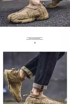 Sapato casual de malha leve masculino, meias respiráveis, tênis antiderrapante, sapato de pai versátil, popular, novo, 2024