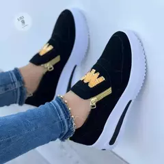 Tênis casuais estampados m para mulheres, sapatos vulcanizados, plataforma com zíper lateral, tamanho positivo, calçados femininos - comprar online