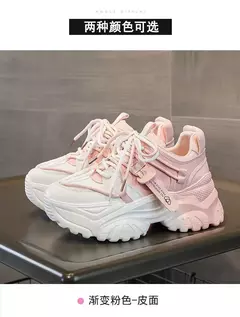 Imagem do Sapatos femininos sapatos casuais primavera tênis plataforma mulher-sapatos tênis moda feminina sola grossa 2024 rosas formadores aumentados i