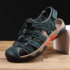 Novas sandálias masculinas de couro genuíno macio sandálias sapatos masculino - comprar online