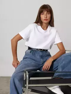 Bornladies-Camiseta solta de manga curta feminina, tops sólidos básicos, camisas de assentamento elegantes, 100% algodão, 230g/?, verão - loja online