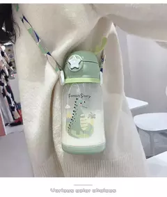 Garrafa de água Deer Horn para crianças, grande capacidade, copo de palha de plástico, estudante, menina kawaii, crianças, desenhos animados, 500ml - loja online