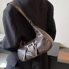 Imagem do Bolsas de ombro de couro PU para mulheres, design de cinto retrô bolsas vintage pequenas femininas, bolsa transversal axilar, bolsas da moda, Y2K, 2024
